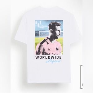 Messi Collection Graphic Print Logo T-Shirt White Men's S Regular Fit